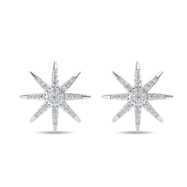 Silver Lab Grown Diamond Star Shaped Earrings