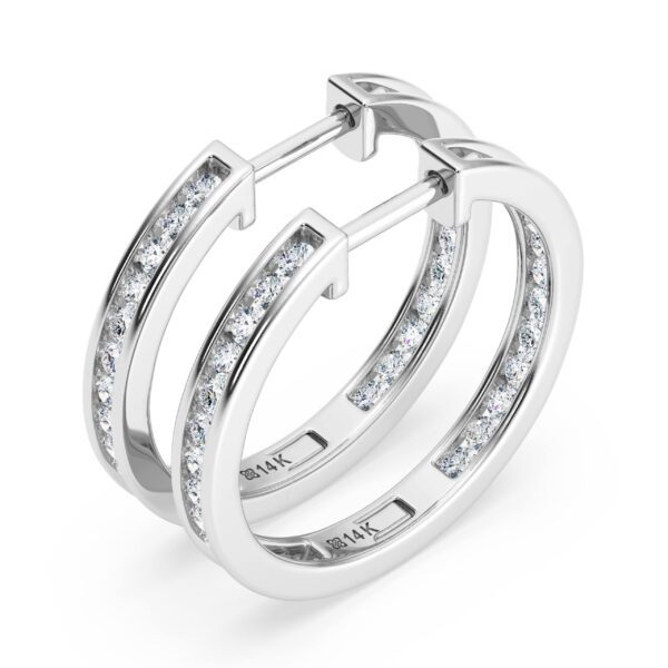 14K Lab Grown Diamond Inside Out Channel Set Hoop Earrings