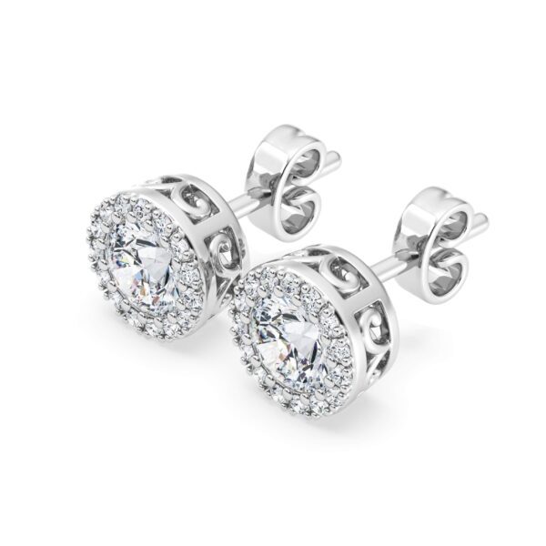14K Lab Grown Diamond Halo Stud Earrings