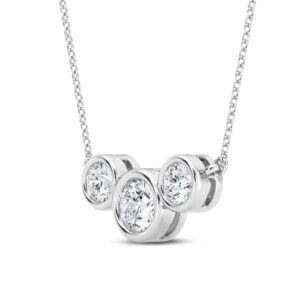 Silver Lab Grown Diamond Necklace with Sleek Bezel Settings