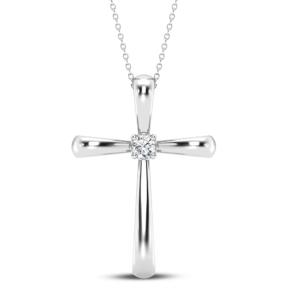 Silver Lab Grown Diamond Cross Pendant