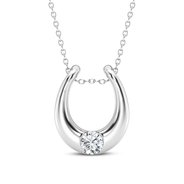 Silver Lab Grown Diamond Horseshoe Pendant